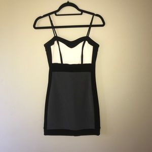 Black Grey White Color Blocked Tight Mini Dress 7